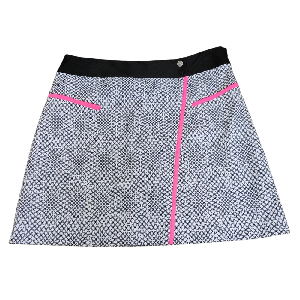 Black & White Geometric Skort with Pink Accents